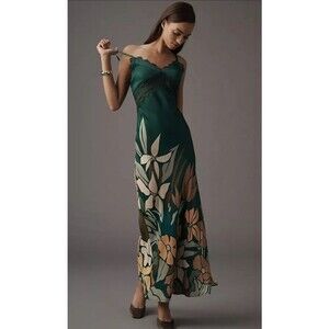 BL-NK BY ANTHROPOLOGIE Eustella Bare V-Neck Maxi Dress Women's Size L